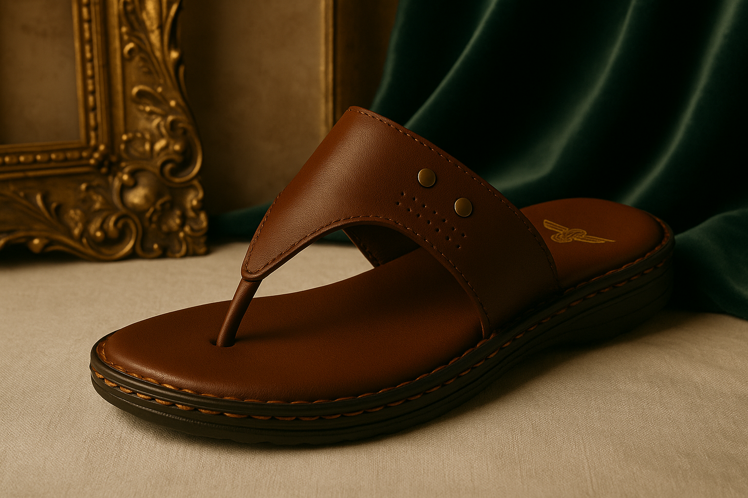Modescuo- Men's Premium Brown Leather Comfort Thong Sandals - Durable & Stylish Flip-Flops