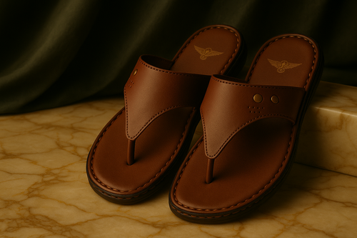 Modescuo- Men's Premium Brown Leather Comfort Thong Sandals - Durable & Stylish Flip-Flops